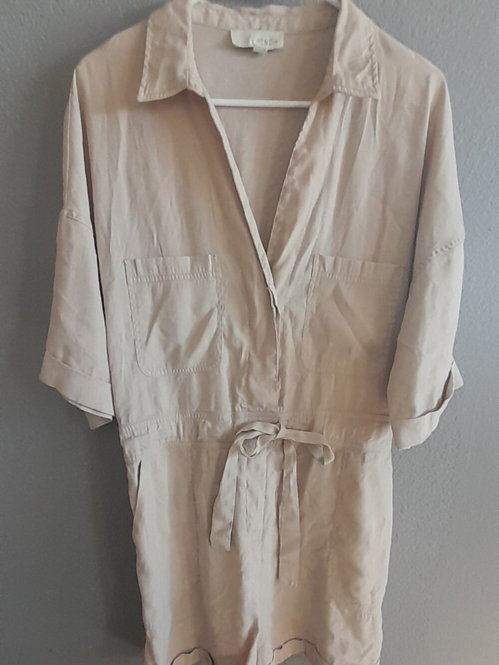 Pinch - beige button-up utility romper
